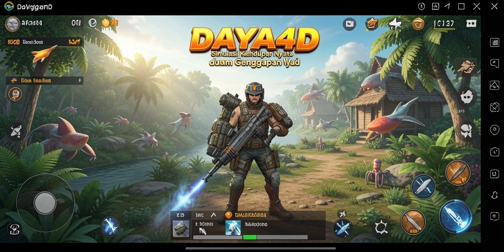 Tampak utama DAYA4D dengan gameplay simulasi interaktif.
