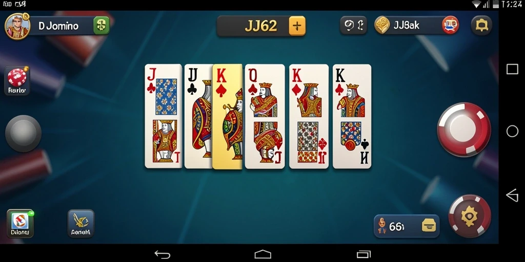 Screenshot utama JJ62 menampilkan aksi seru permainan Domino.