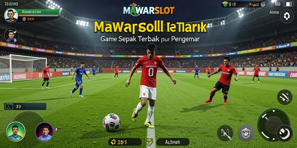 Tangkapan layar gameplay MAWARSLOT yang menampilkan aksi sepak bola yang mendebarkan.