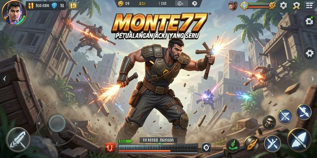Tampilan aksi penuh seru dari gameplay MONTE77.