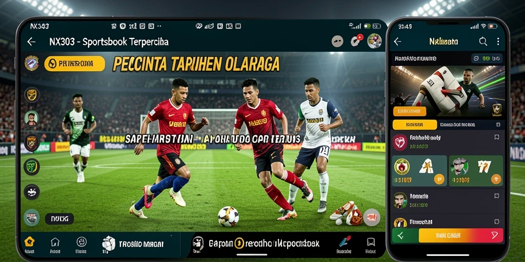 Tampilan utama NX303 yang menampilkan taruhan olahraga secara langsung.