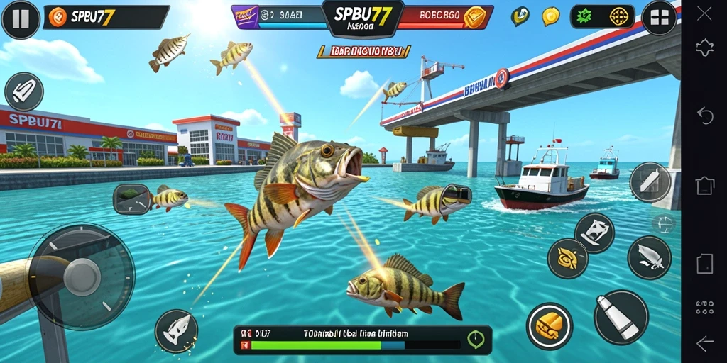 Tampilan gameplay SPBU77 dengan grafis tembak ikan yang menarik.
