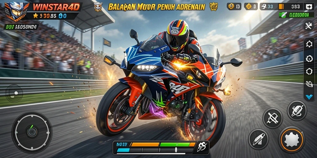 Gameplay seru balapan motor di WINSTAR4D.